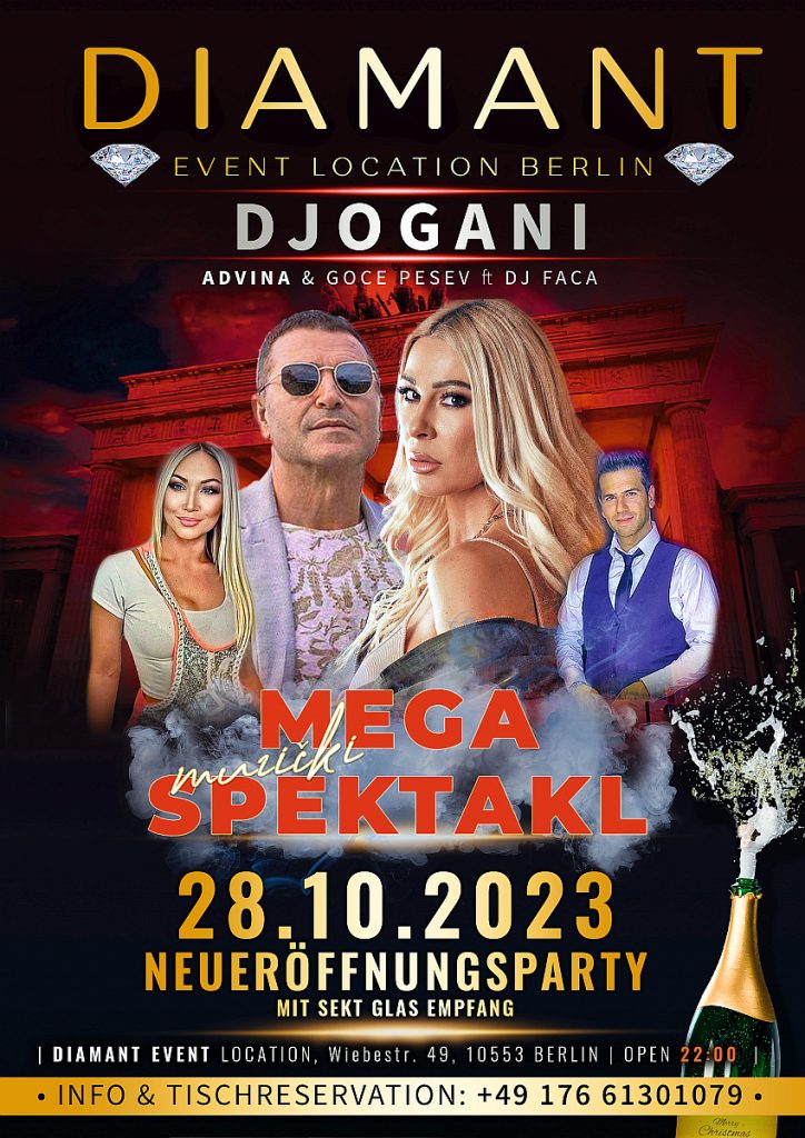 28.10. BERLIN – DJOGANI, ADVINA, Dj Faca – Diamant Events